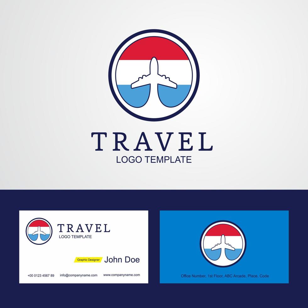 diseño de logotipo y tarjeta de visita de la bandera del círculo creativo de luxemburgo de viaje vector