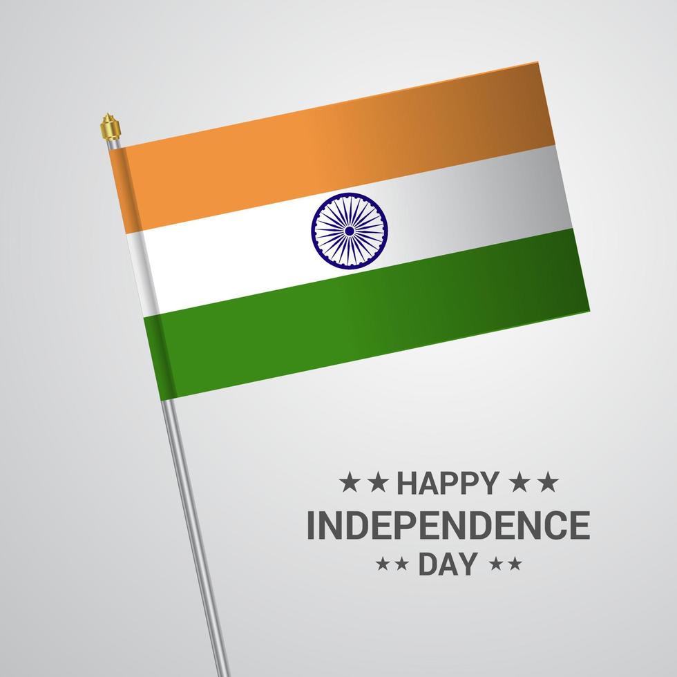 diseño tipográfico del día de la independencia de india con vector de bandera