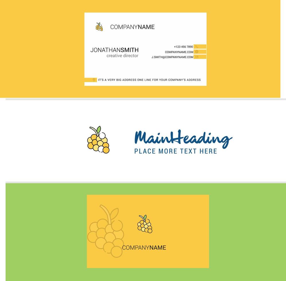 Beautiful Grapes Logo and business card vertical Design Vector