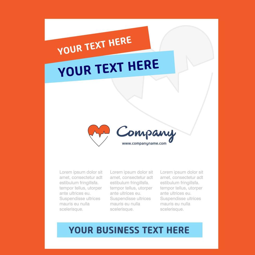 Heart ECG Title Page Design for Company profile annual report presentations leaflet Brochure Vector Background
