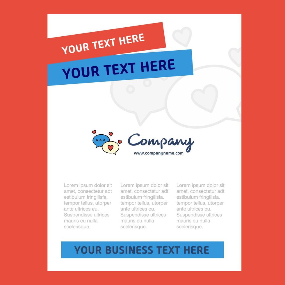 Romantic chat Title Page Design for Company profile annual report presentations leaflet Brochure Vector Background