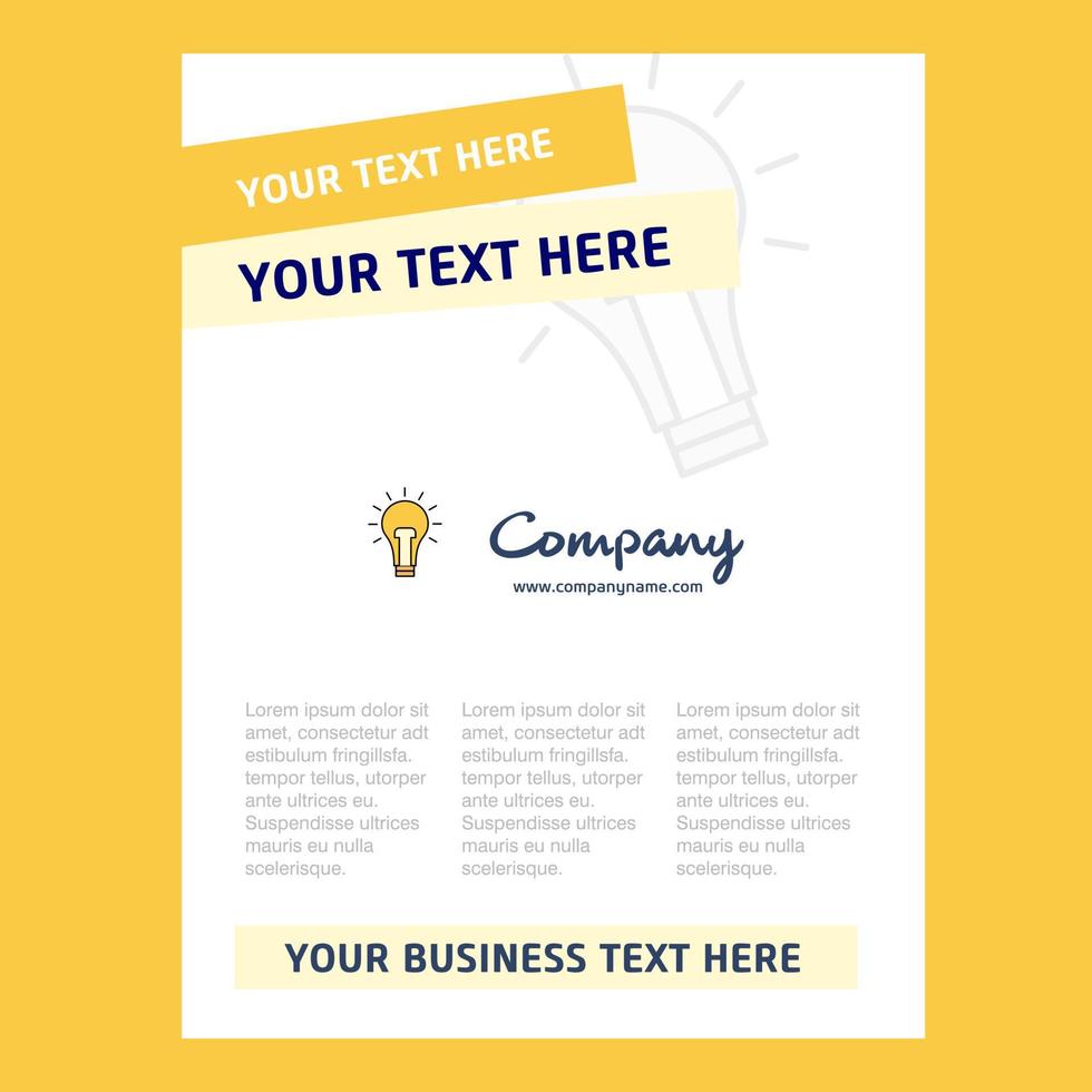 Bulb Title Page Design for Company profile annual report presentations leaflet Brochure Vector Background