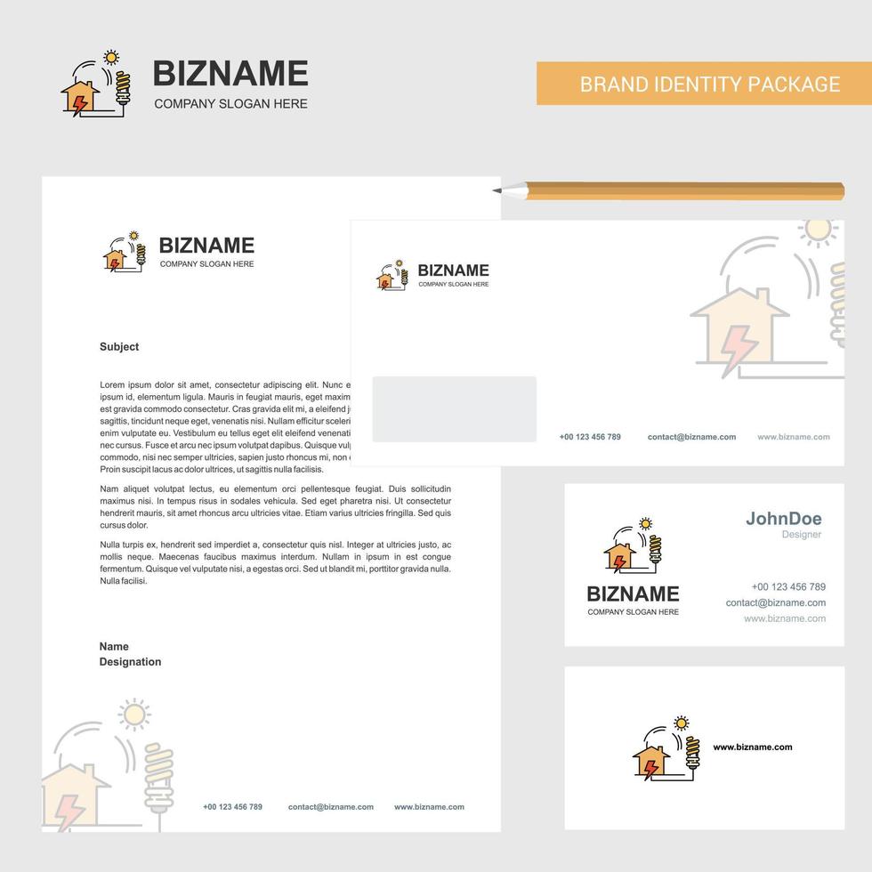 Electric power Business Letterhead Envelope and visiting Card Design vector template