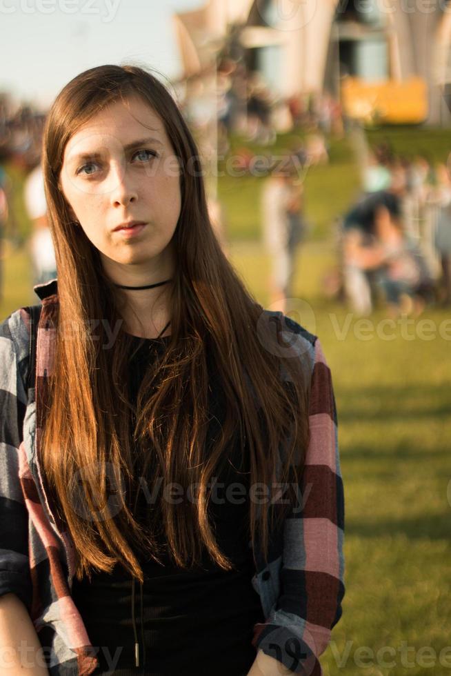 portrait of a young girl with a sad and empty look. Depression in the younger generation photo