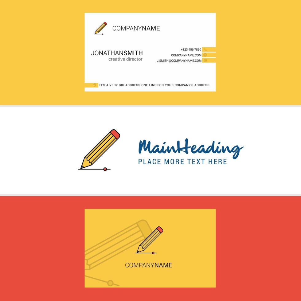 Beautiful Pencil Logo and business card vertical Design Vector