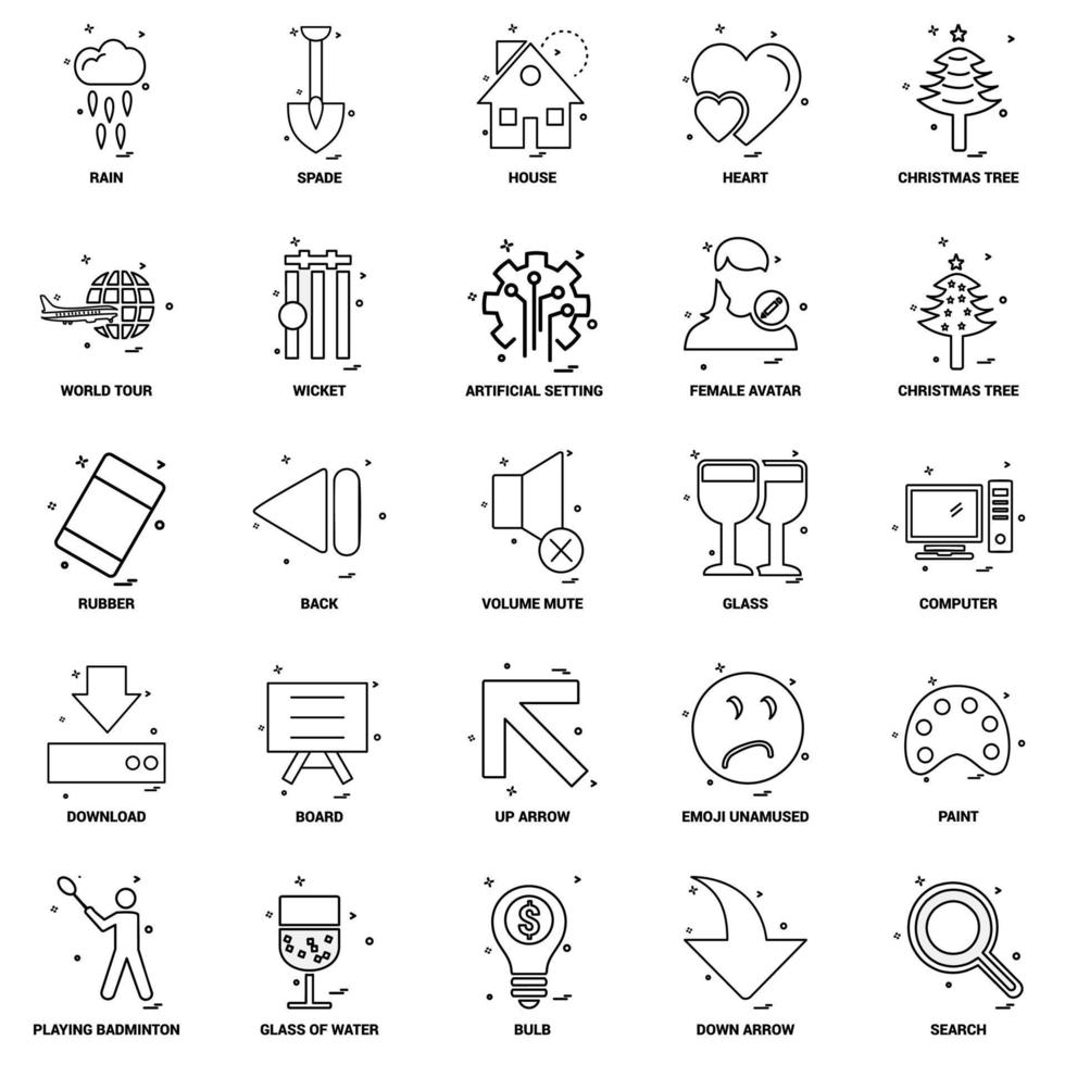 25 conjunto de iconos de línea de mezcla de concepto de negocio vector