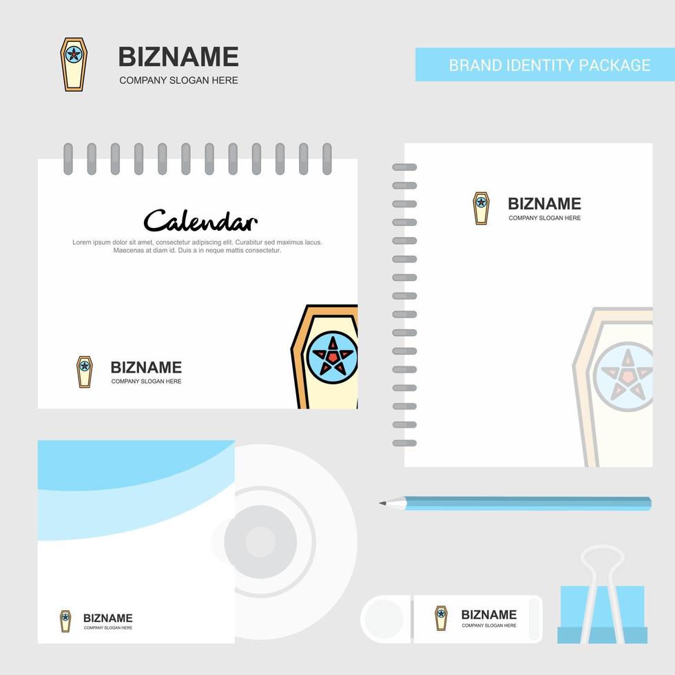 Coffin Logo Calendar Template CD Cover Diary and USB Brand Stationary Package Design Vector Template