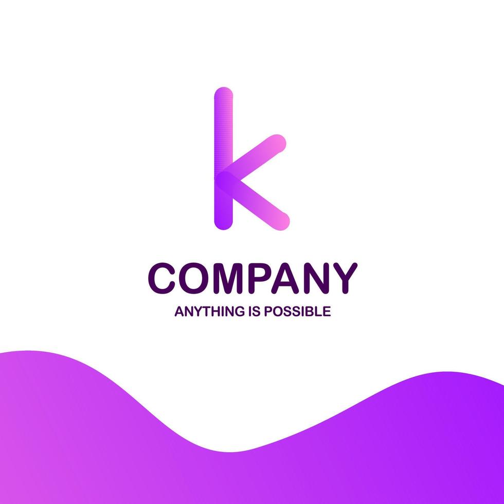 diseño de logotipo de empresa k con vector de tema púrpura