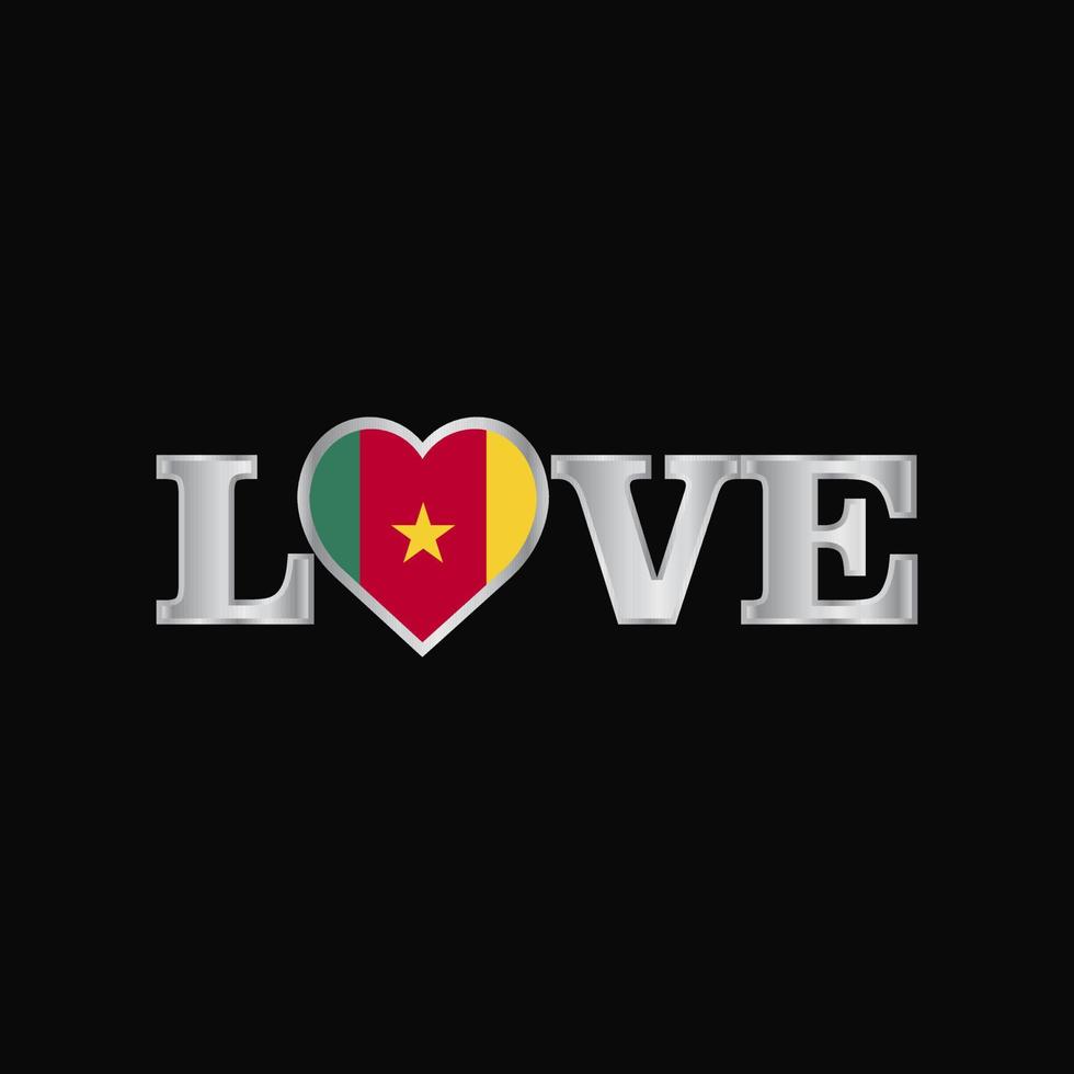 Love typography with Cameroon flag design vector
