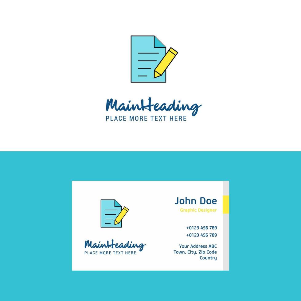 logotipo de documento de escritura plana y plantilla de tarjeta de visita diseño de logotipo de concepto de negocio vector