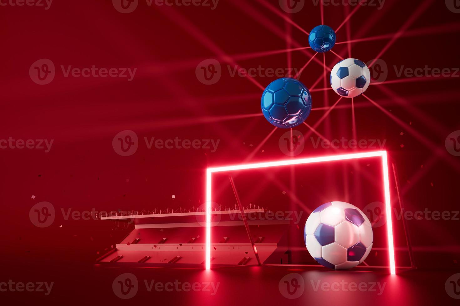3d football object design. realistic rendering. abstract futuristic background. 3d illustration. motion geometry concept. sport competition graphic. tournament game bet content. soccer ball element. photo