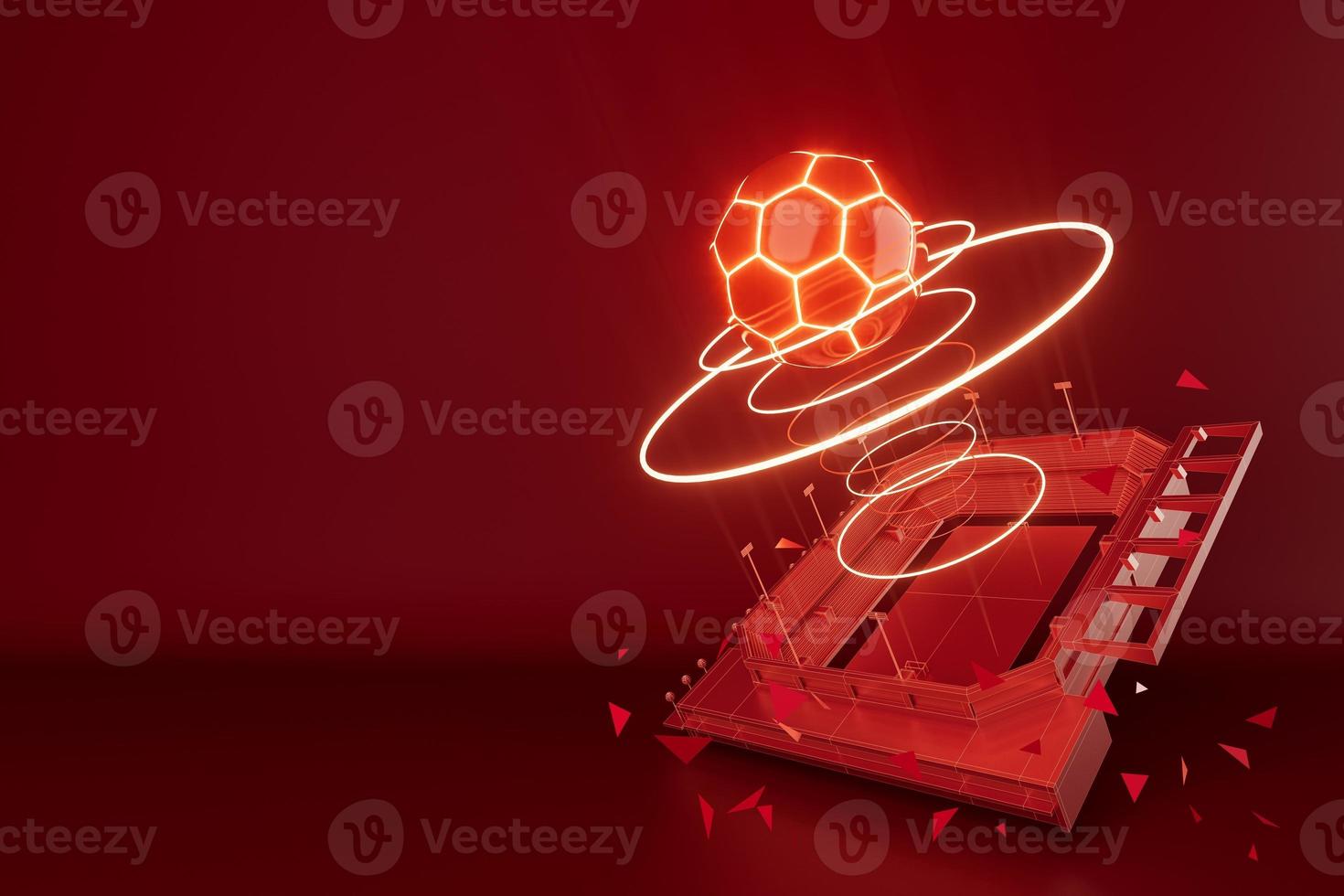 3d football object design. realistic rendering. abstract futuristic background. 3d illustration. motion geometry concept. sport competition graphic. tournament game bet content. soccer ball element. photo