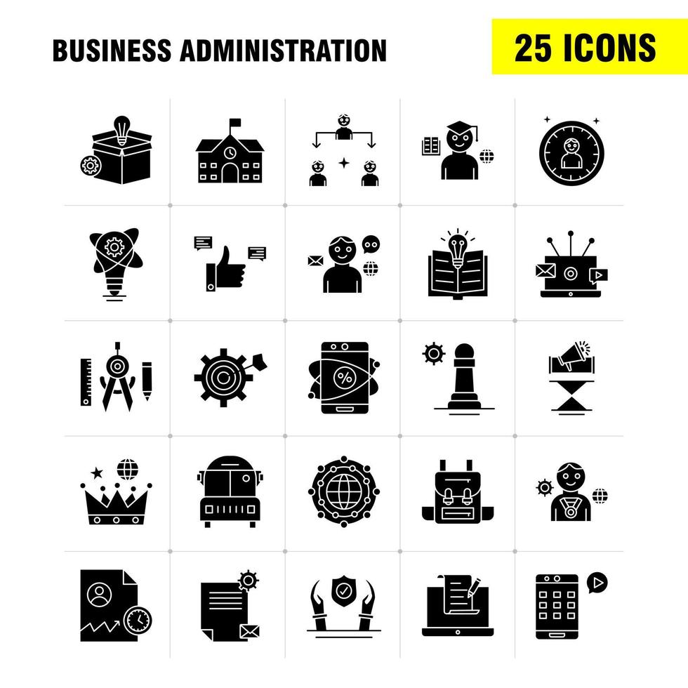 Business Administration Solid Glyph Icons Set For Infographics Mobile UXUI Kit And Print Design Include Basketball Net Basket Game Sports Sound Music Volume Eps 10 Vector