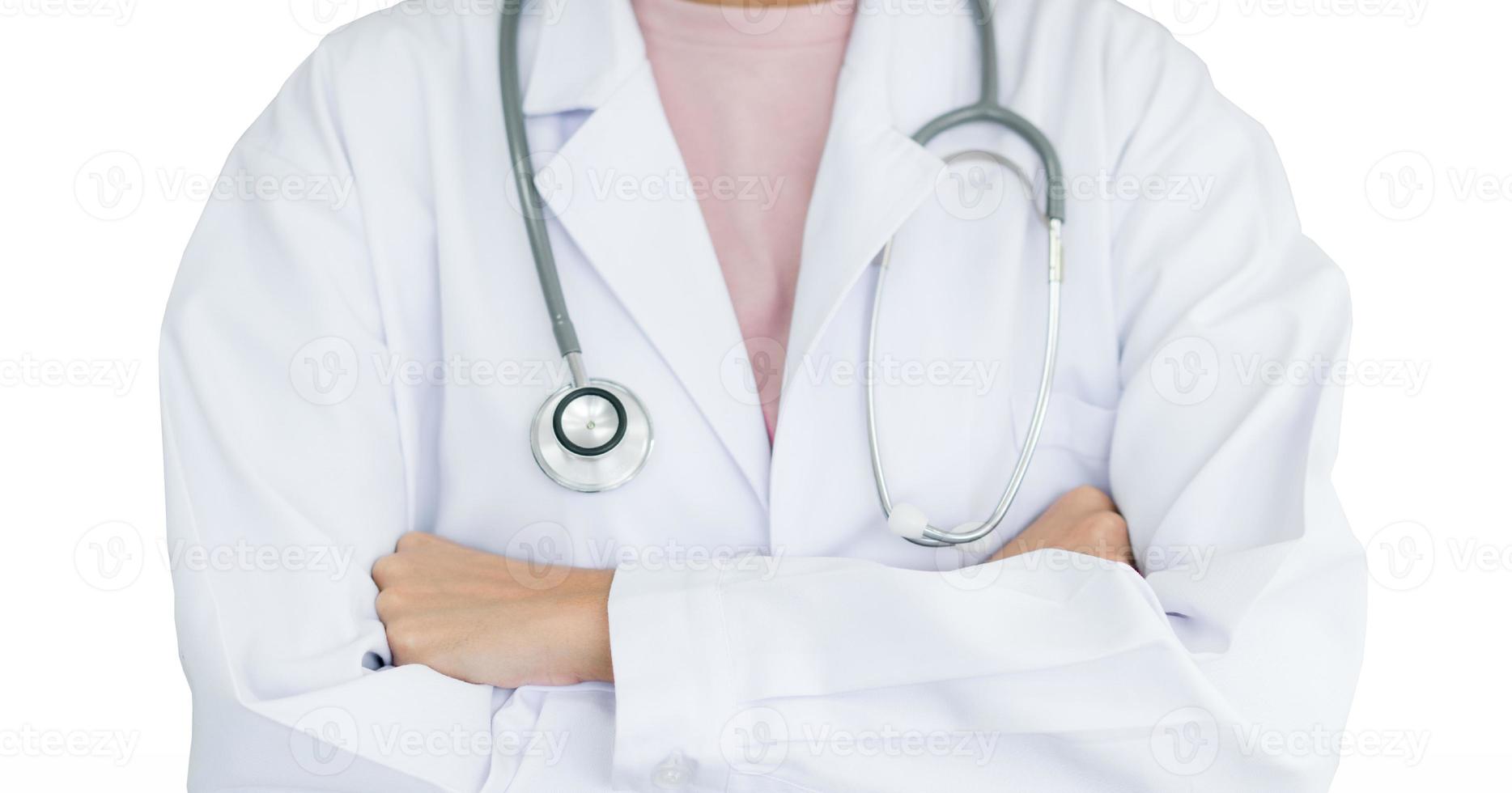 Doctor with stethoscope on isolated white background. photo