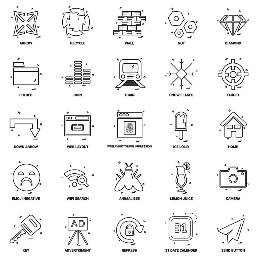 25 Business Concept Mix Line Icon set vector