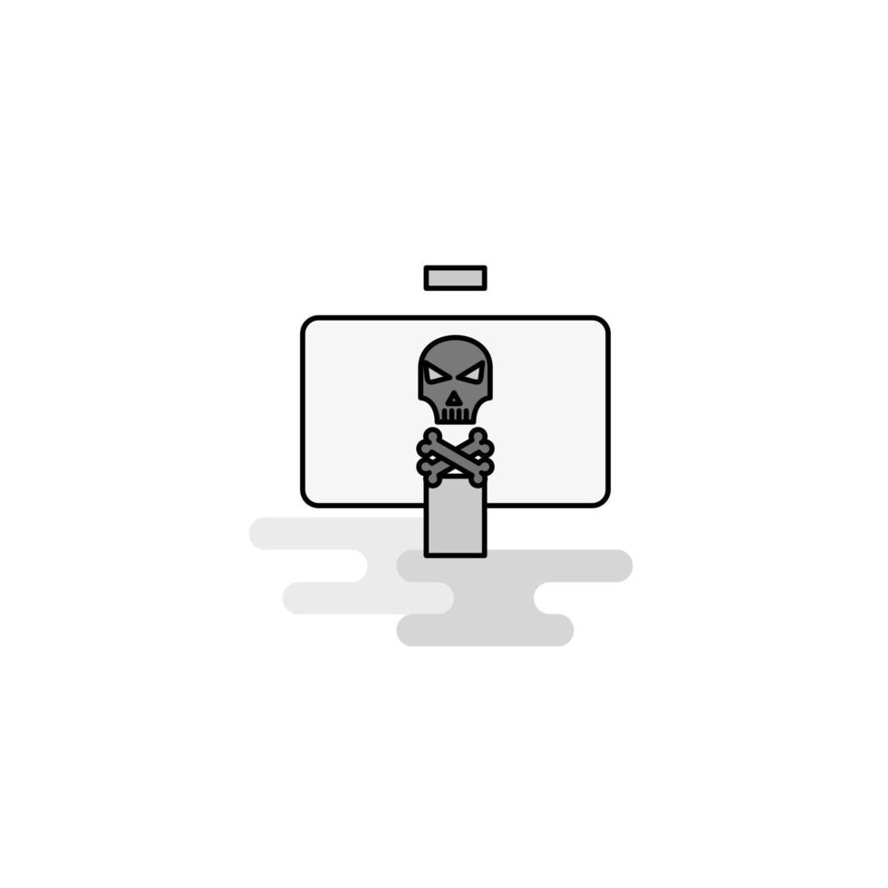 Danger board Web Icon Flat Line Filled Gray Icon Vector
