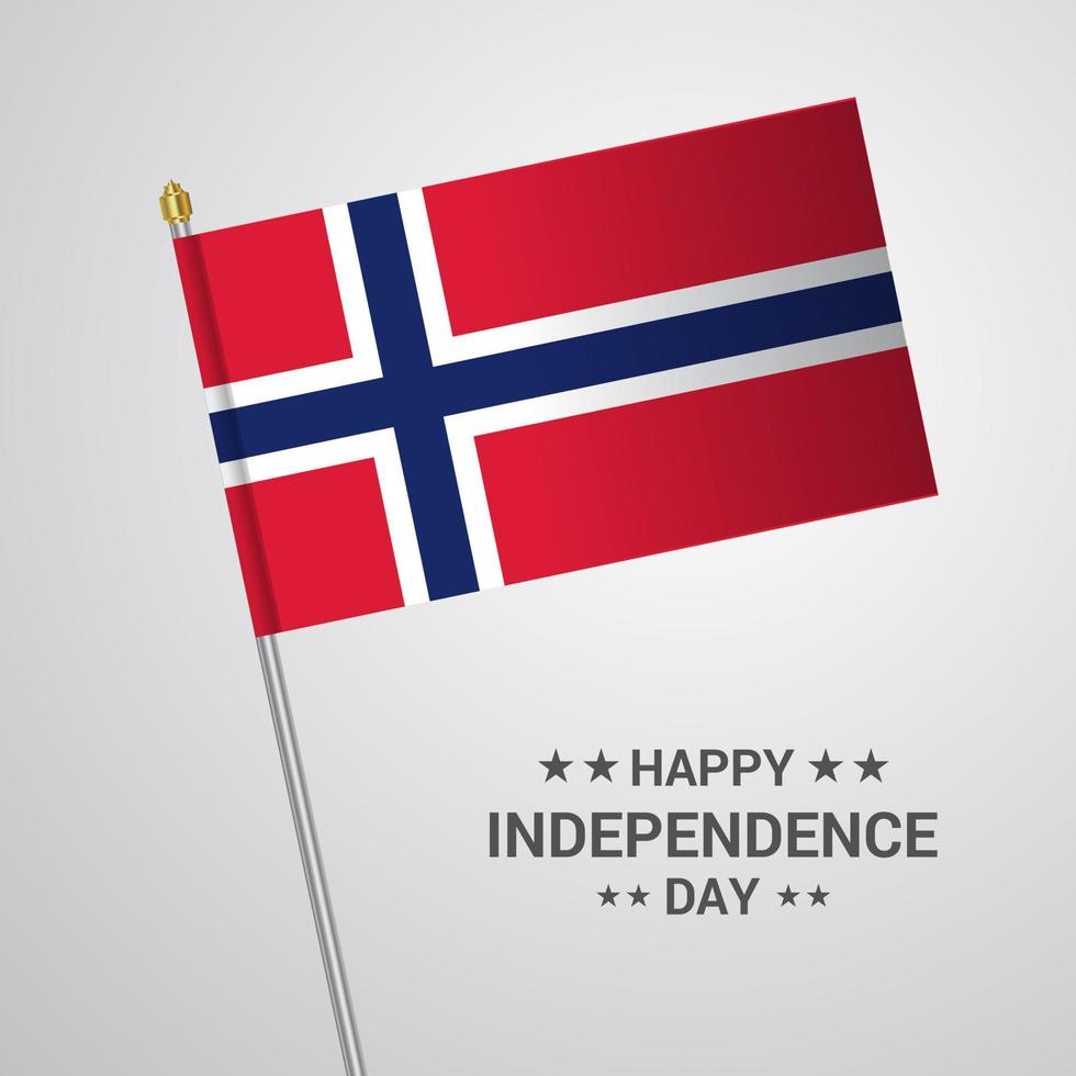 diseño tipográfico del día de la independencia de noruega con vector de bandera