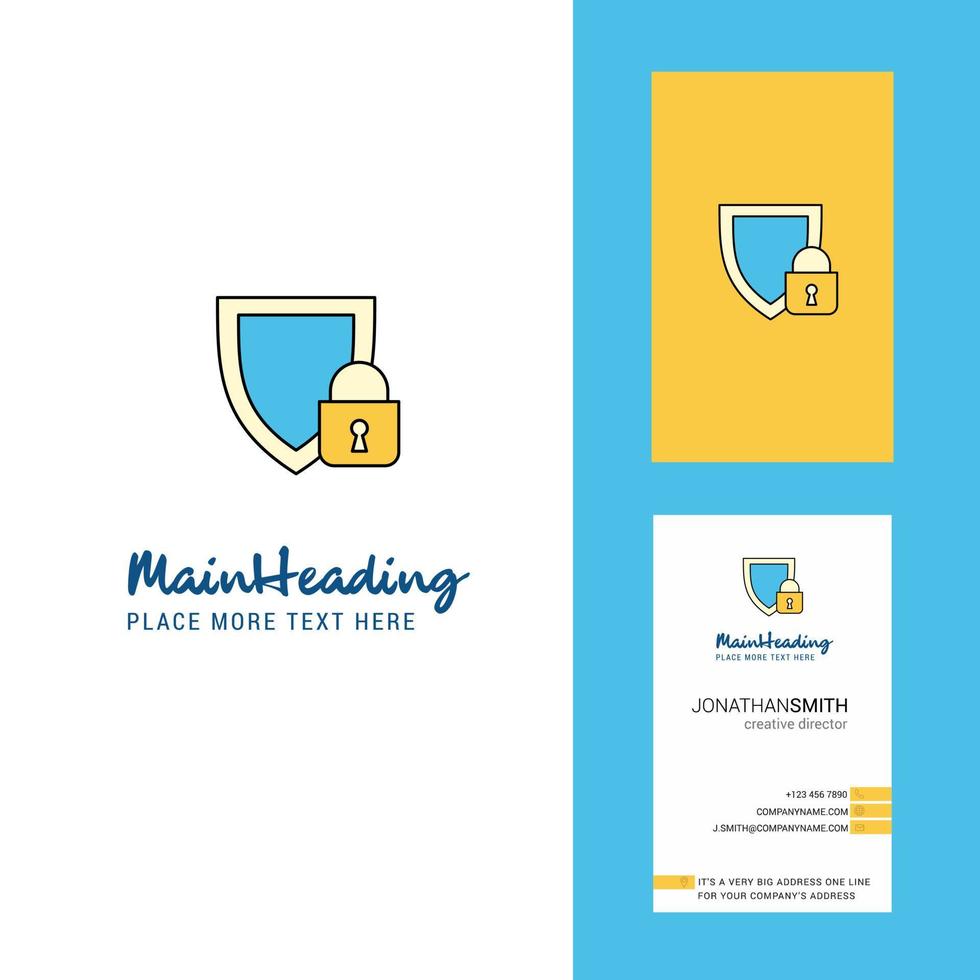 logotipo creativo protegido y vector de diseño vertical de tarjeta de visita