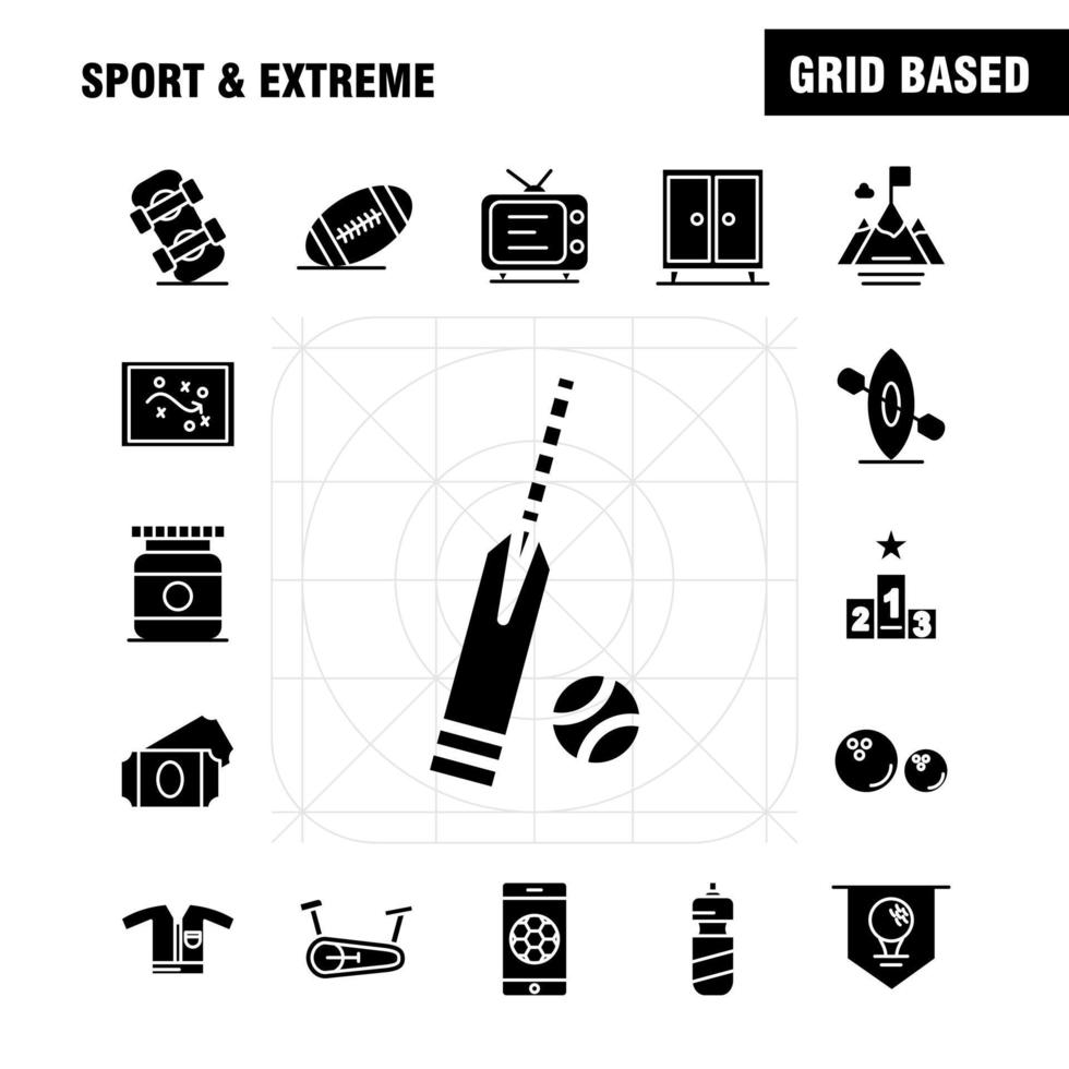 Sport And Extreme Solid Glyph Icons Set For Infographics Mobile UXUI Kit And Print Design Include Football Ball Game Sport Mobile Play Game Online Icon Set Vector