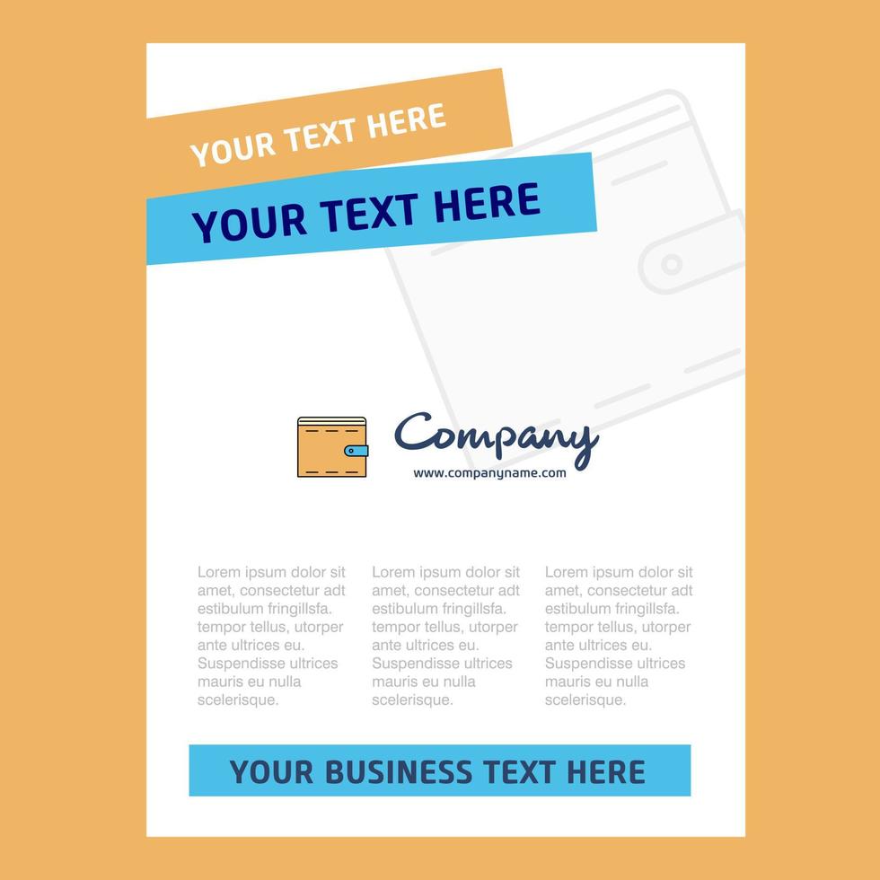 Wallet Title Page Design for Company profile annual report presentations leaflet Brochure Vector Background