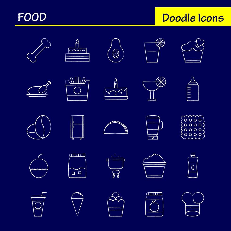 Food Hand Drawn Icons Set For Infographics Mobile UXUI Kit And Print Design Include Tea Coffee Food Meal Pepper Salt Food Meal Collection Modern Infographic Logo and Pictogram Vector