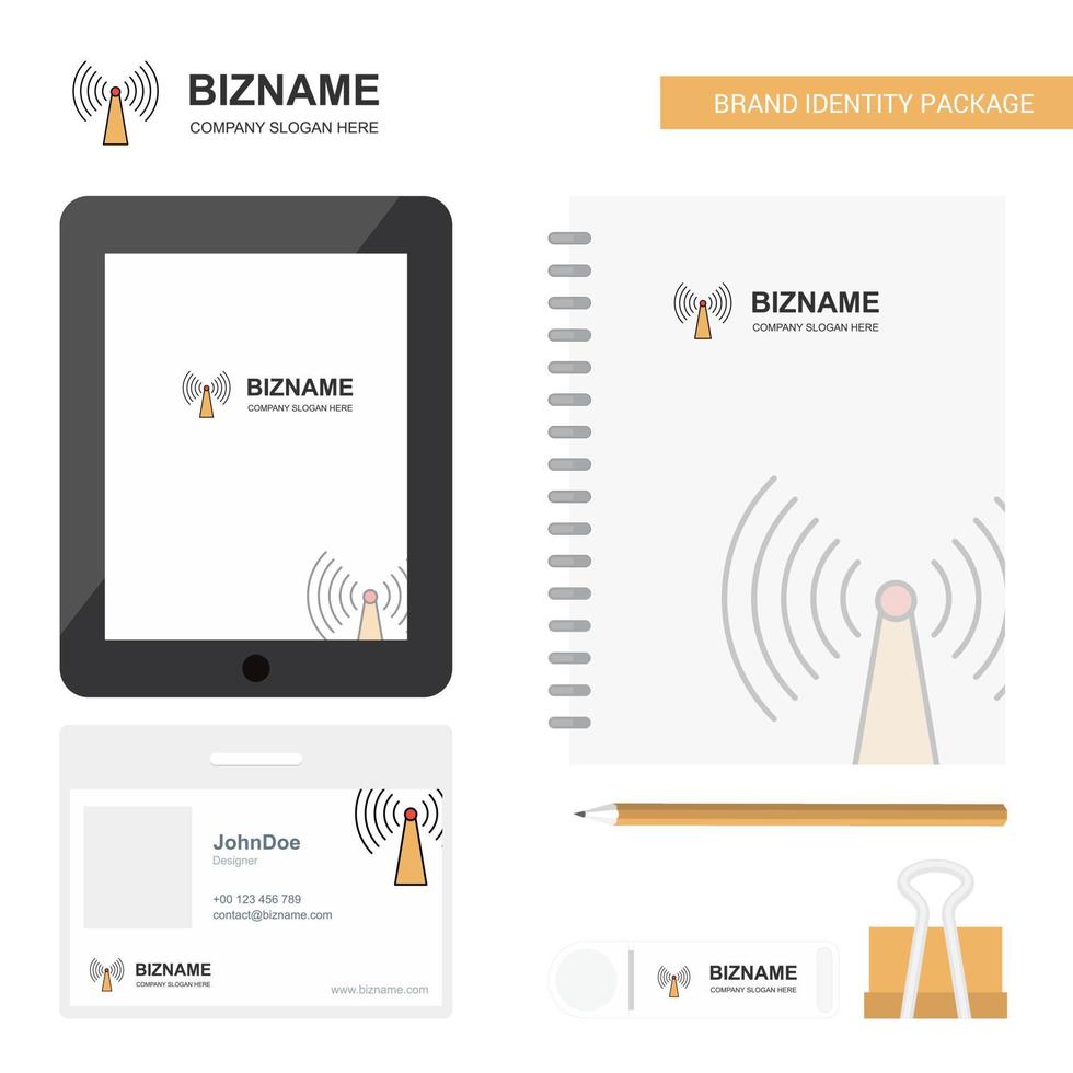 Wifi Business Logo Tab App Diary PVC Employee Card and USB Brand Stationary Package Design Vector Template
