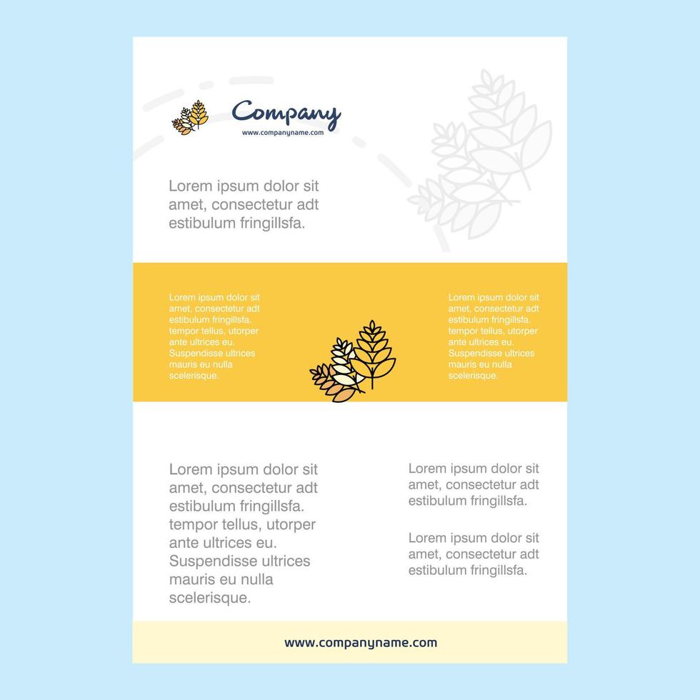 Template layout for Wheat comany profile annual report presentations leaflet Brochure Vector Background