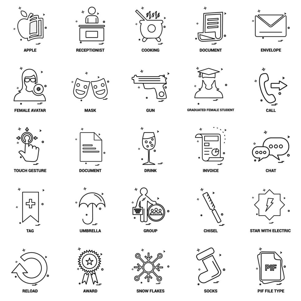 25 Business Concept Mix Line Icon set vector