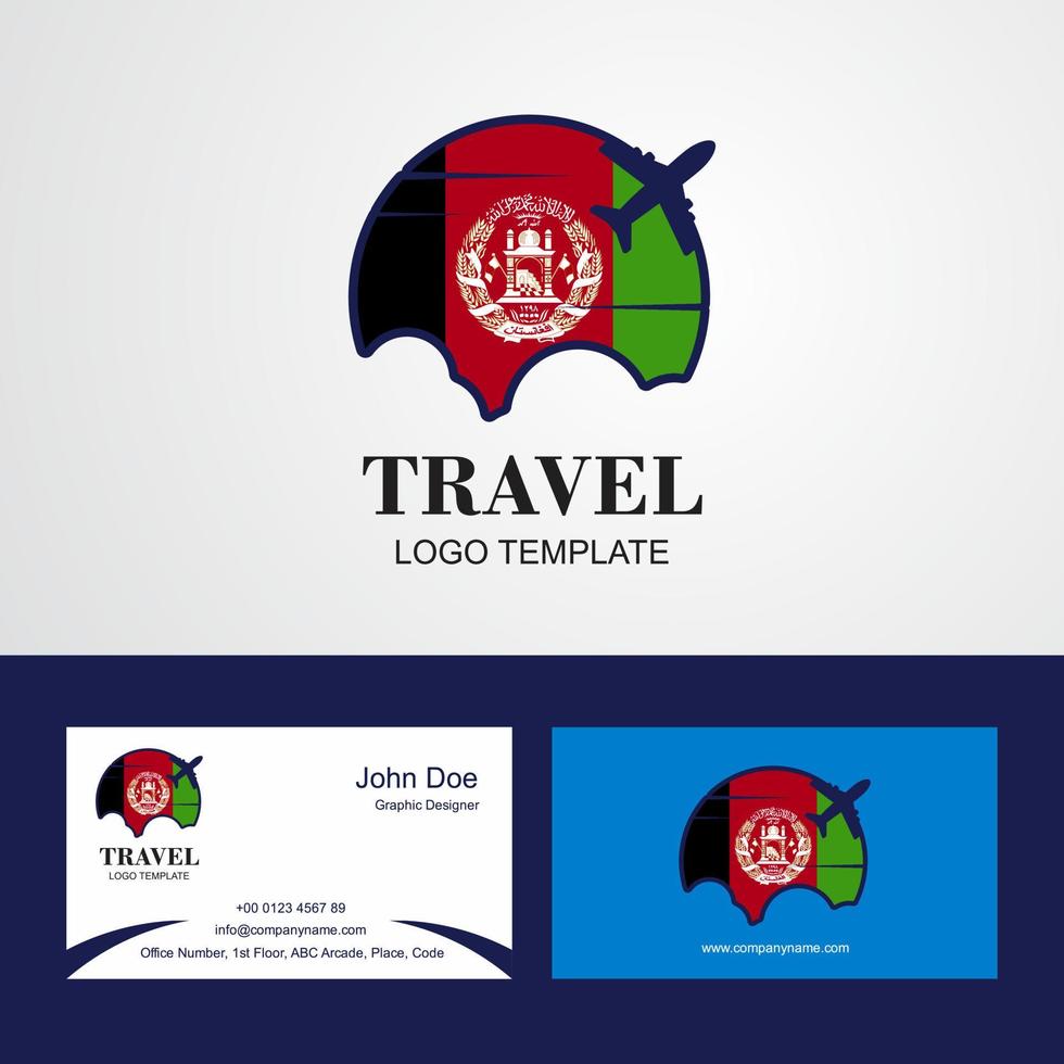 Travel Afghanistan Flag Logo and Visiting Card Design vector