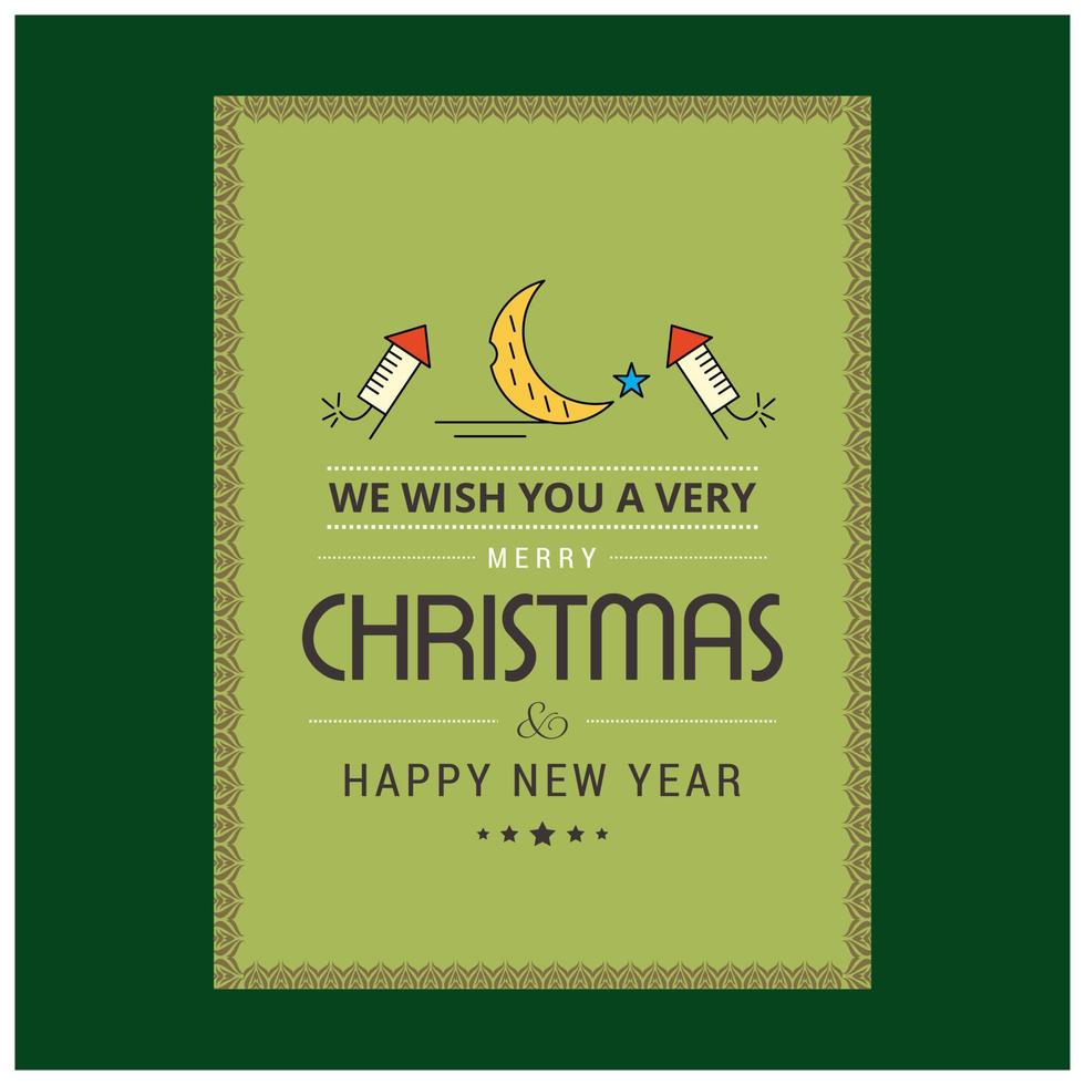 Christmas greetings card with typography and green background vector