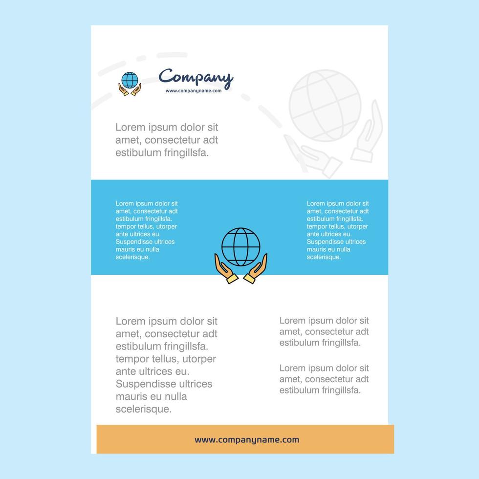 Template layout for Globe in hands comany profile annual report presentations leaflet Brochure Vector Background