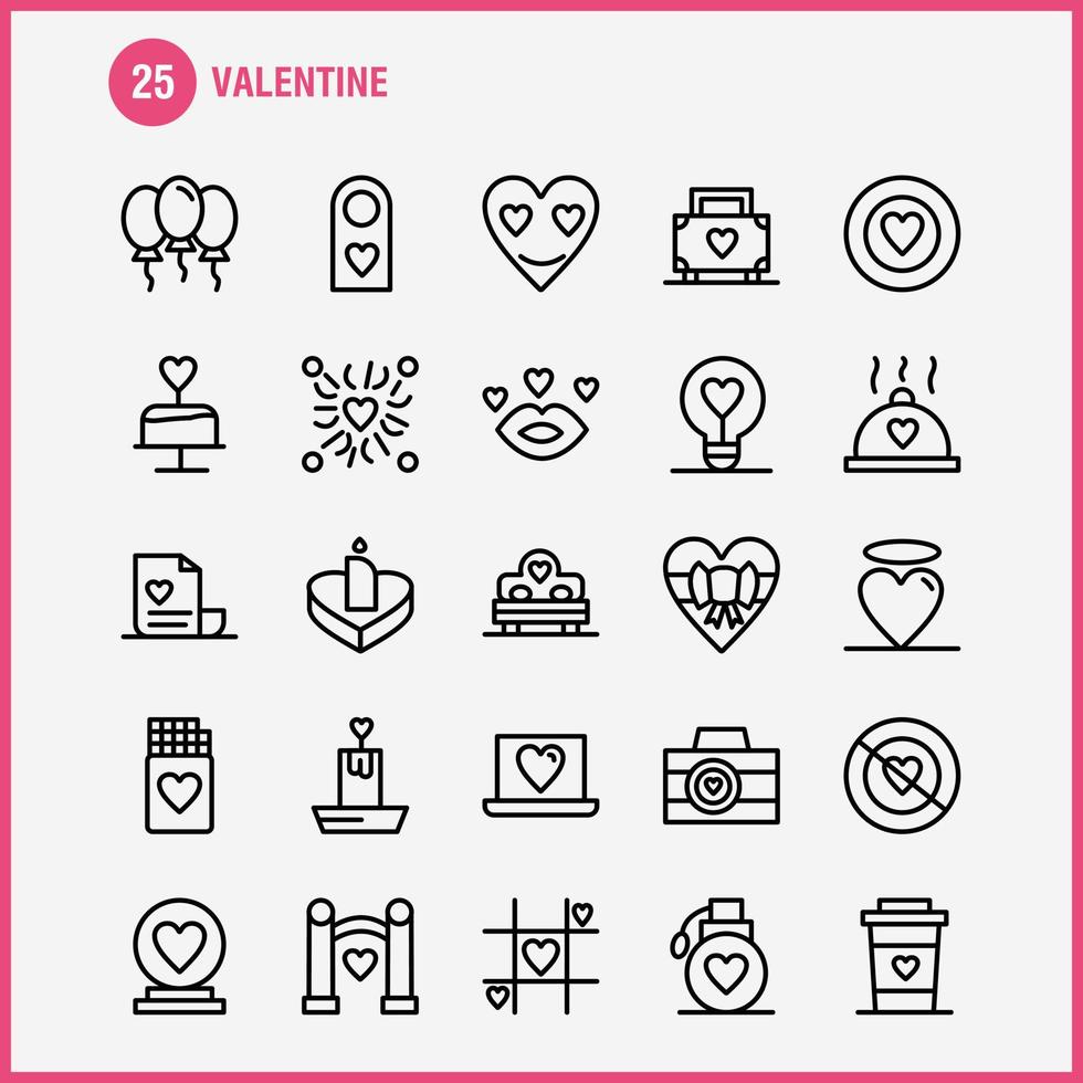 Valentine Line Icons Set For Infographics Mobile UXUI Kit And Print Design Include Tag Sign Love Valentine Romantic Love Heart Valentine Icon Set Vector