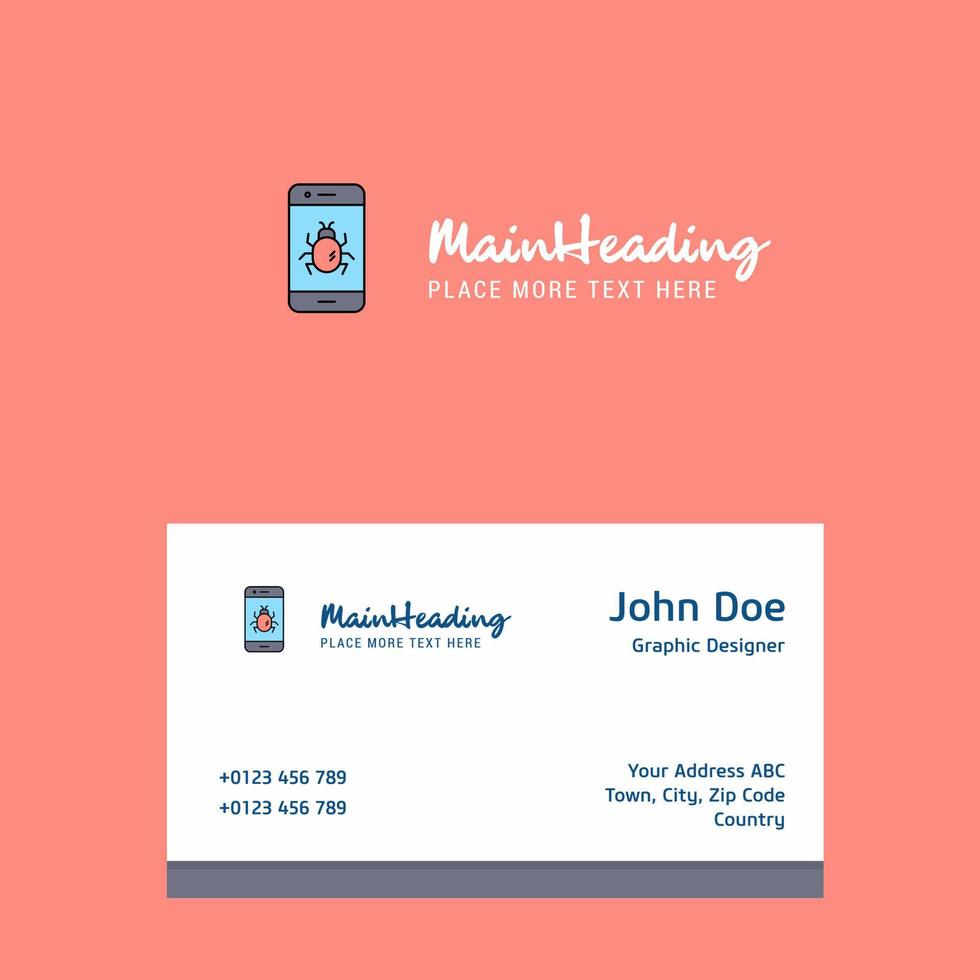 Bug on a smartphone logo Design with business card template Elegant corporate identity Vector