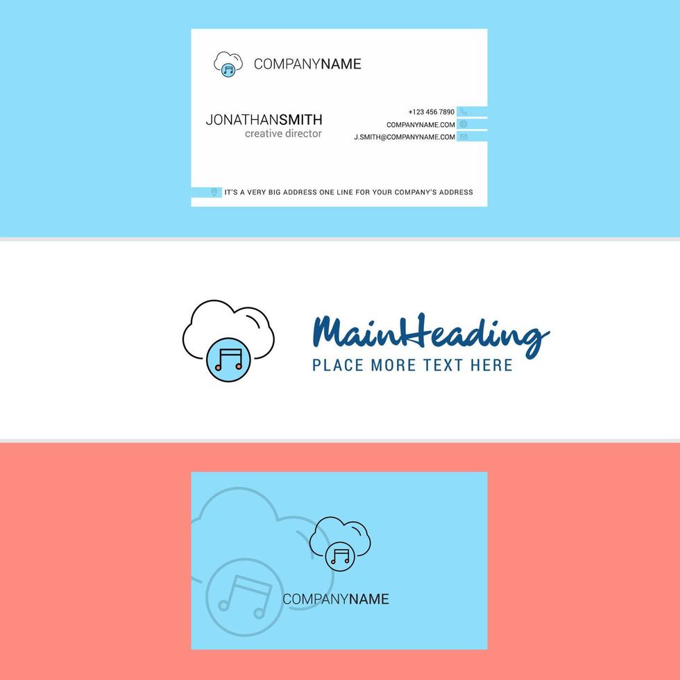 Beautiful Music on cloud Logo and business card vertical Design Vector