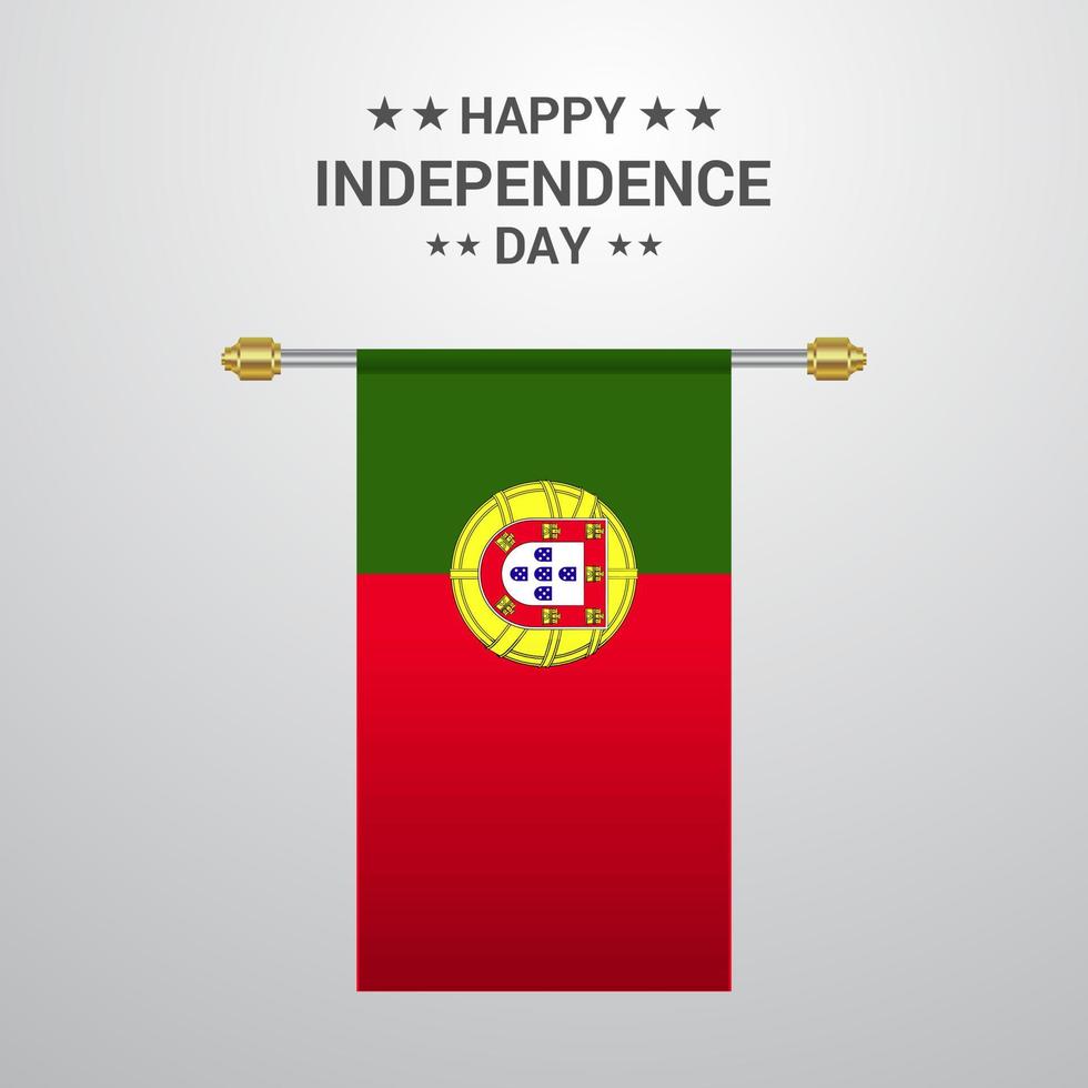 fondo de bandera colgante del día de la independencia de portugal vector