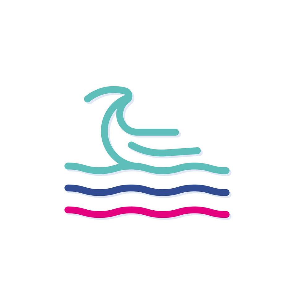 Abstract colorful sea wave logo icon. Water splash. Modern lines with new pop art colors. Bold line clean style template set. vector