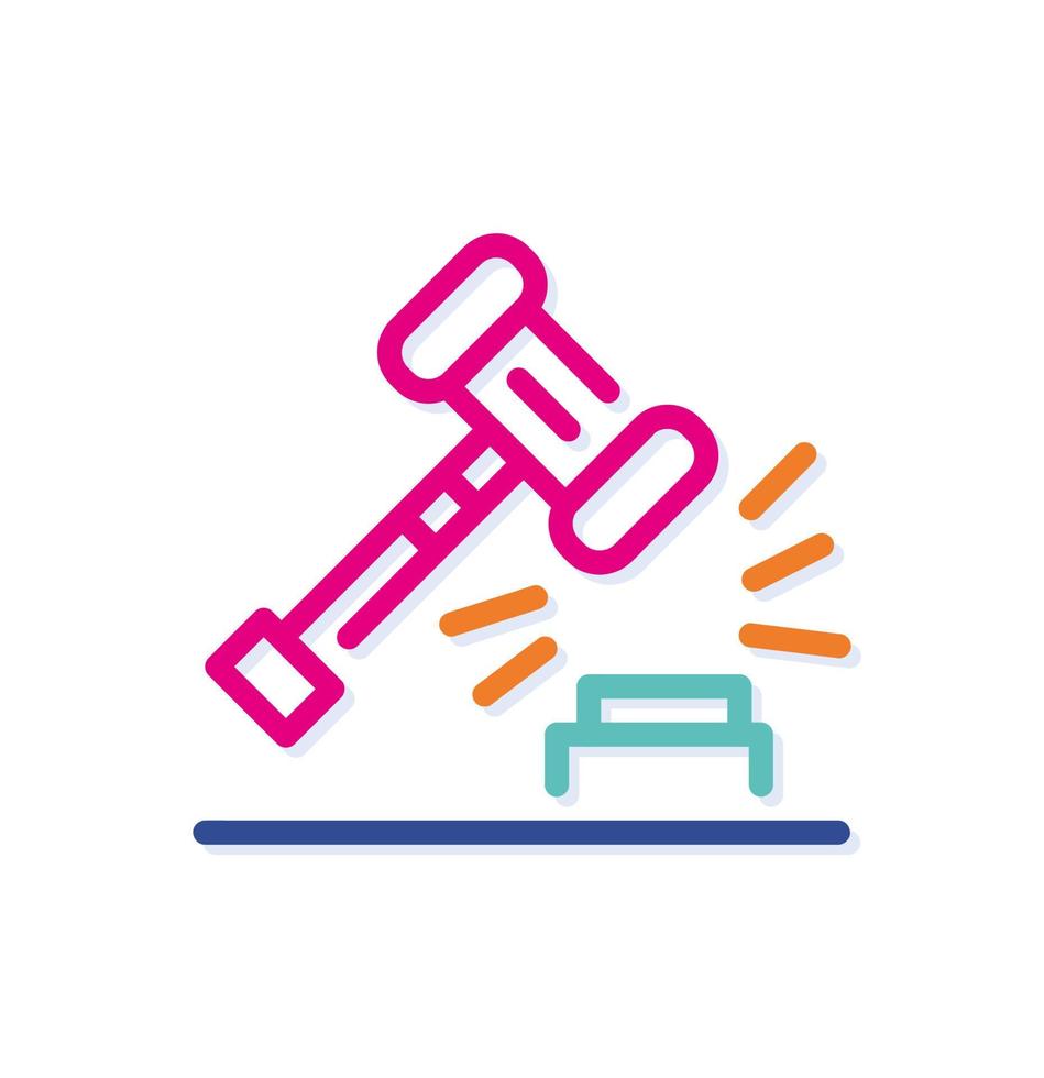 Abstract colorful case hammer logo icon. Open transfer. Modern lines with new pop art colors. Bold line clean style template set. vector