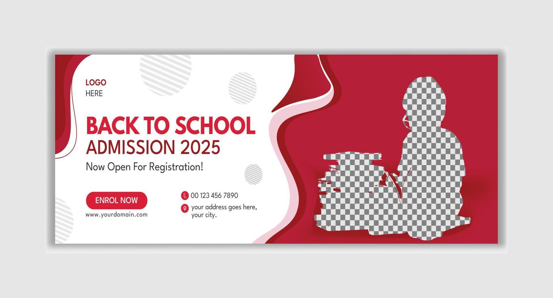 Kids school admission social media cover design. Back to School Social Media Cover Template. school admission open social media banner template design. vector