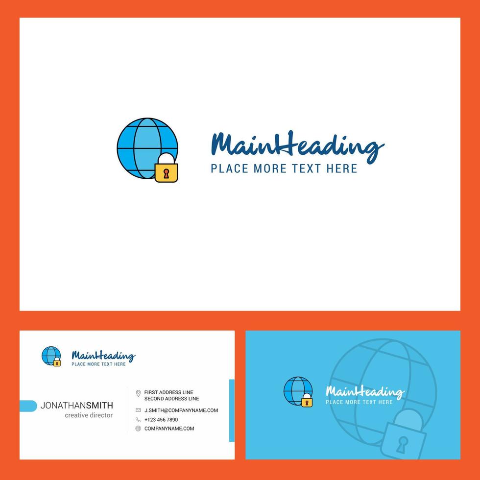 Internet protected Logo design with Tagline Front and Back Busienss Card Template Vector Creative Design