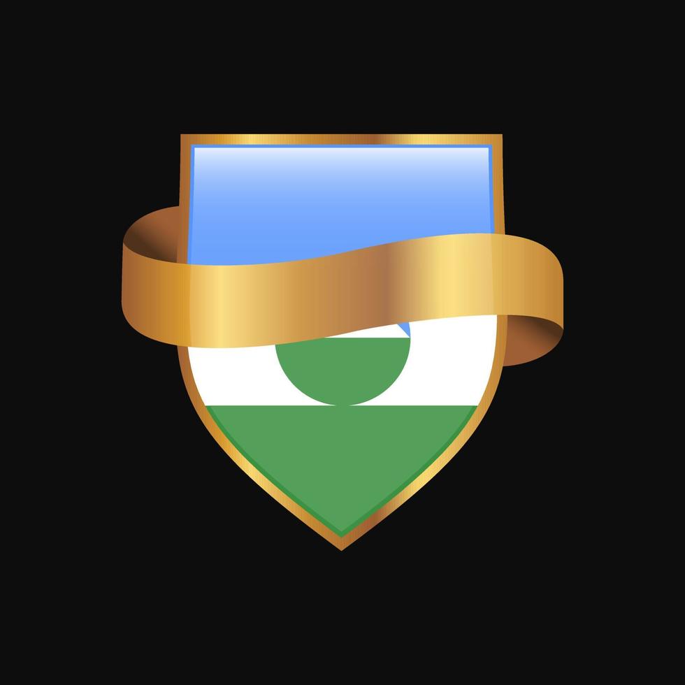 Kabardino Balkaria flag Golden badge design vector