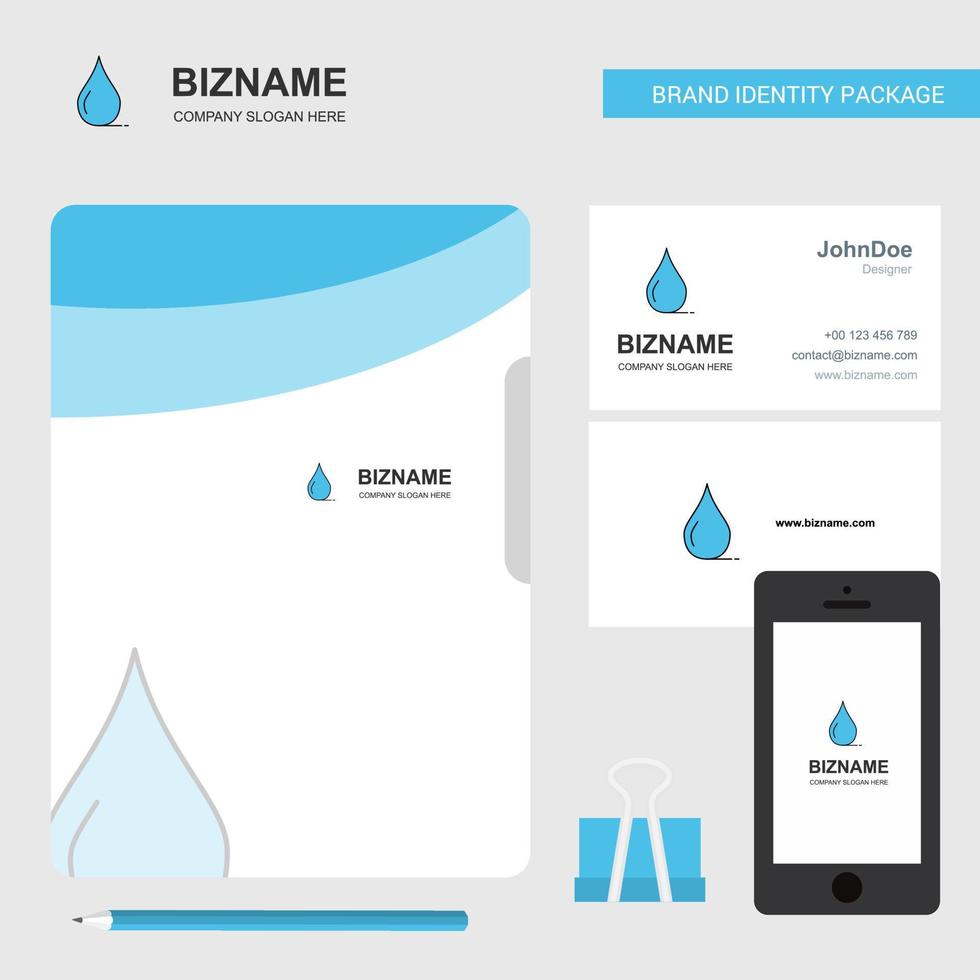 Water drop Business Logo File Cover Visiting Card and Mobile App Design Vector Illustration