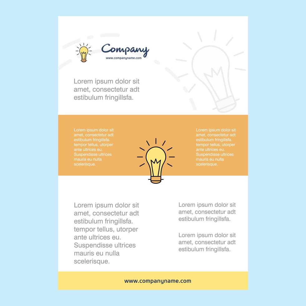 Template layout for Bulb comany profile annual report presentations leaflet Brochure Vector Background