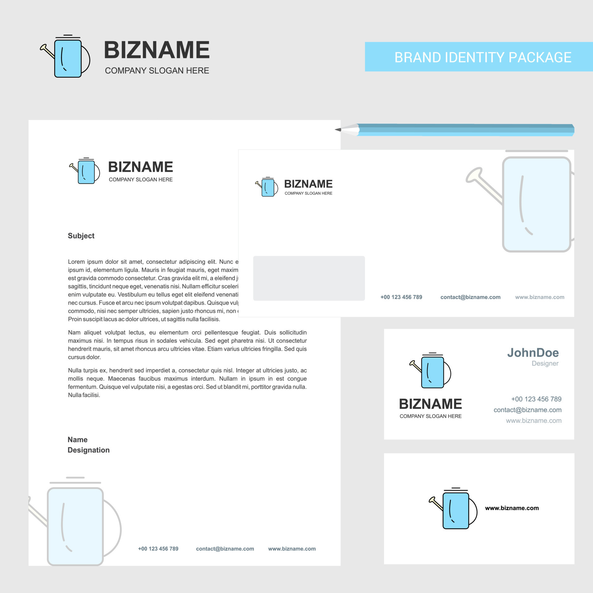 Water shower Business Letterhead Envelope and visiting Card Design