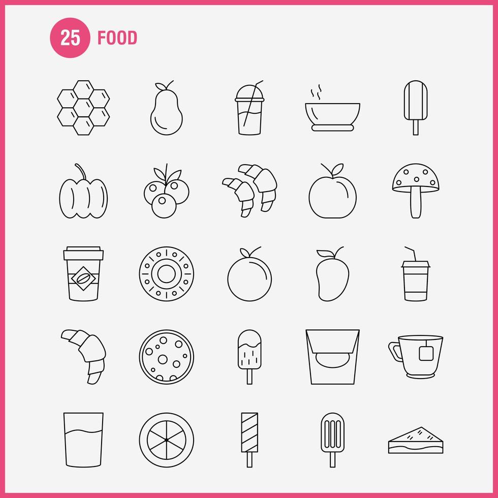 Food Line Icon for Web Print and Mobile UXUI Kit Such as Croissant Food Eat Ice Ice Cream Eat Cream Pictogram Pack Vector