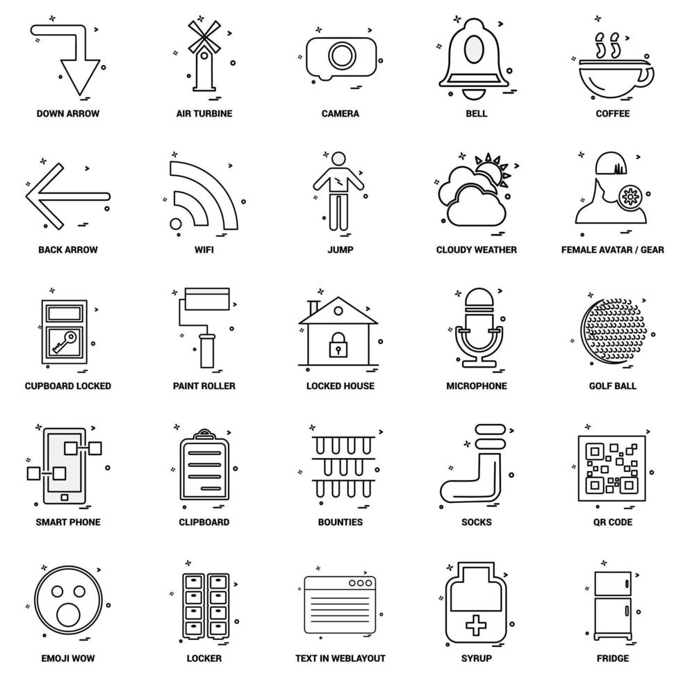 25 conjunto de iconos de línea de mezcla de concepto de negocio vector