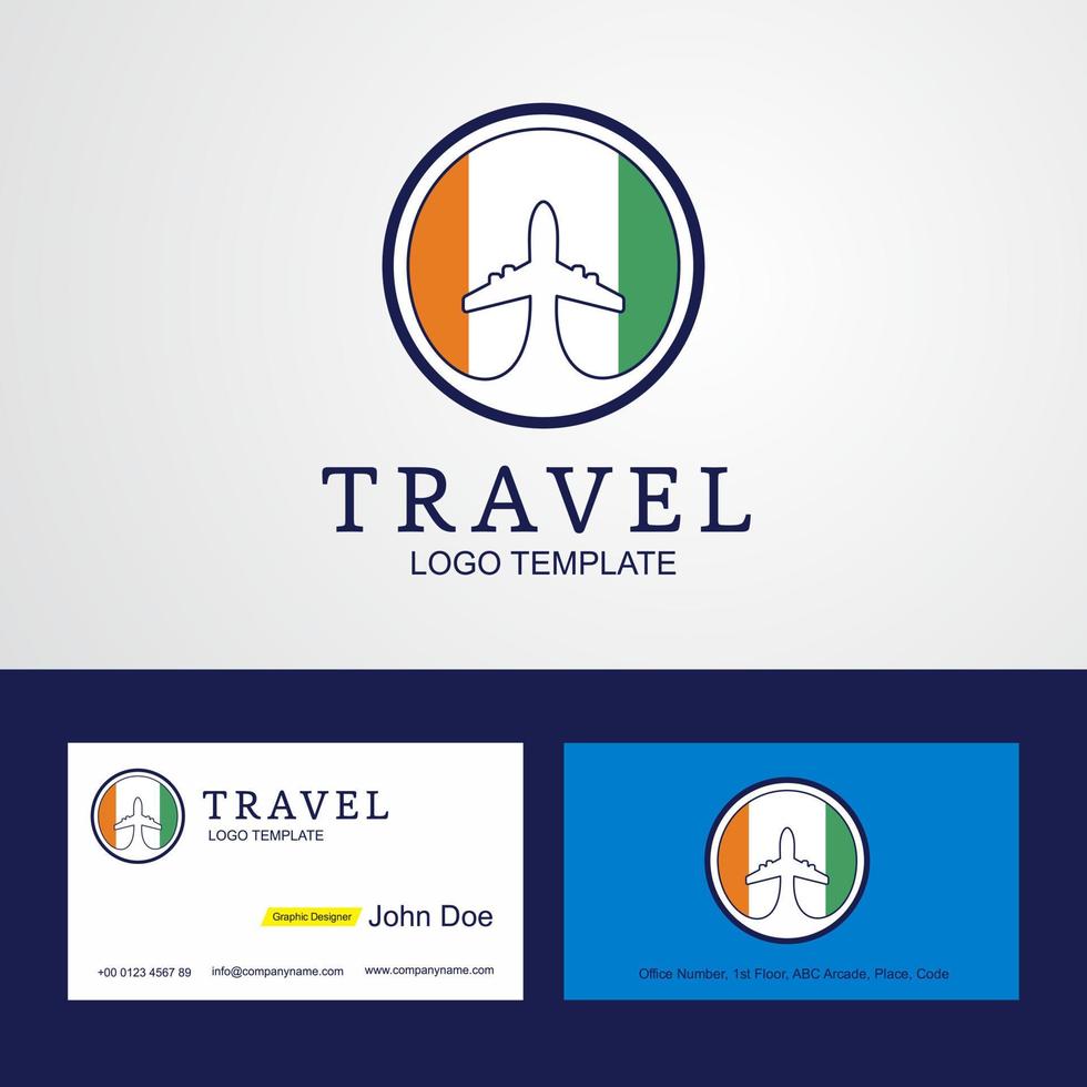 Travel Cote d Ivoire Ivory Coast Creative Circle flag Logo and Business card design vector