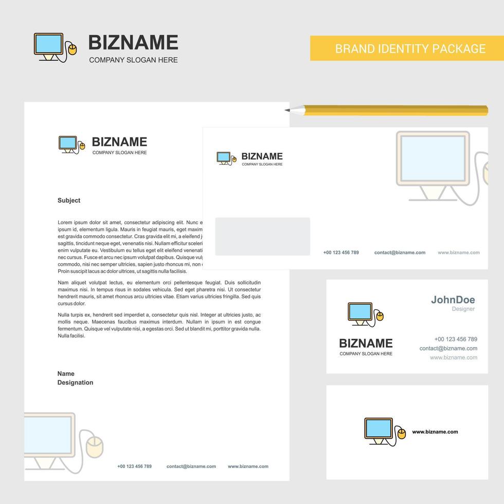 Computer Business Letterhead Envelope and visiting Card Design vector template