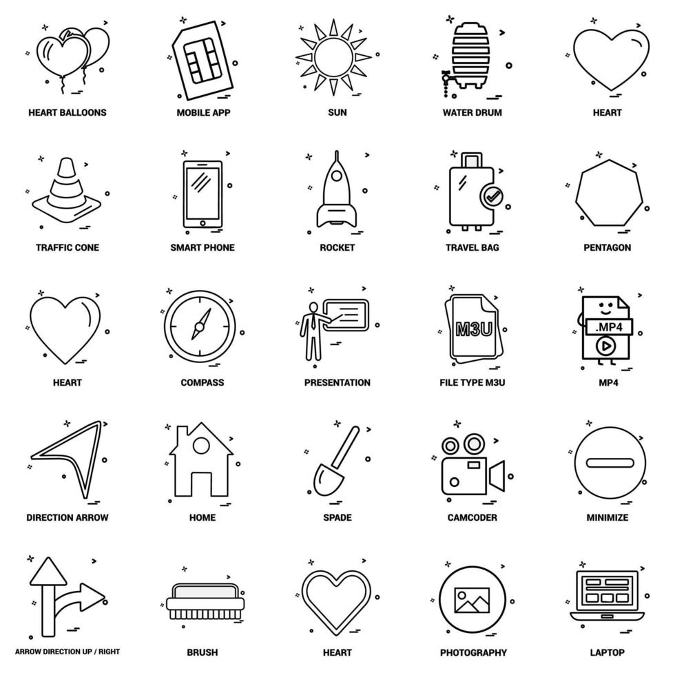 25 conjunto de iconos de línea de mezcla de concepto de negocio vector