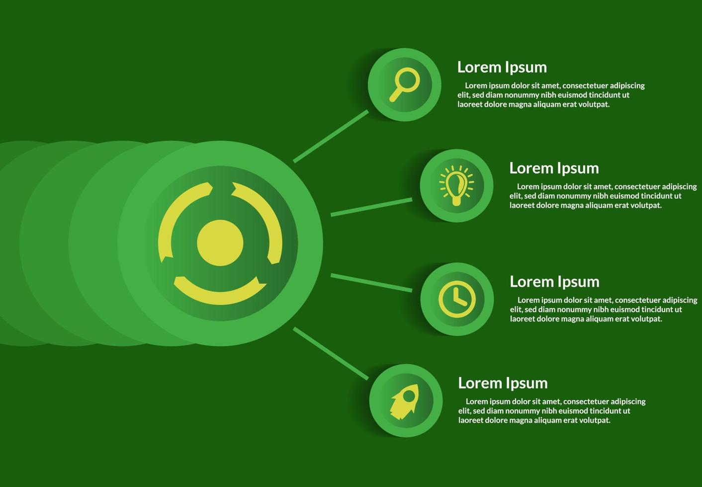 trabajo de plantilla de vector infográfico de datos comerciales, paso de marketing a bordo signo aislado banner elegante diagrama simple círculo idea gráfico