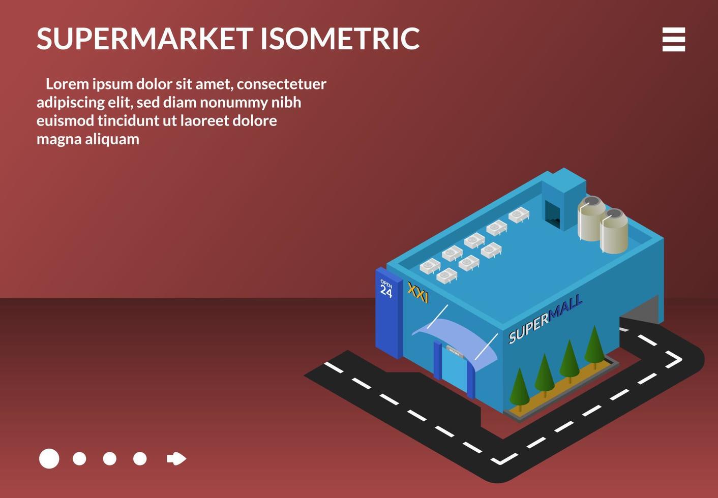 Isometric design - mall building concept store retail business isometric shop , supermarket modern center vector